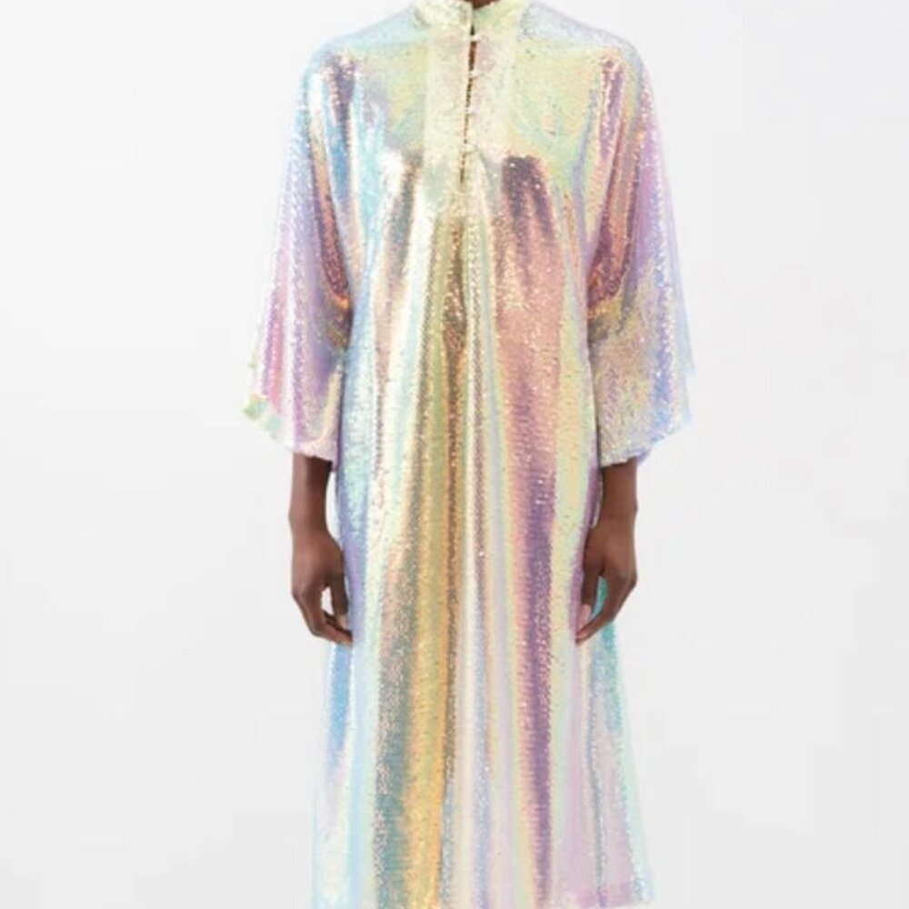 La Vie Style House Sheer Sequin Maxi Caftan - NWT